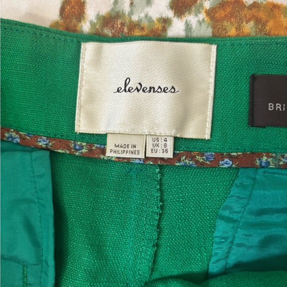 ANTHRO Elevenses the Brighton Kelly Green Linen Blend Pants Size 4 - Picture 7 of 13